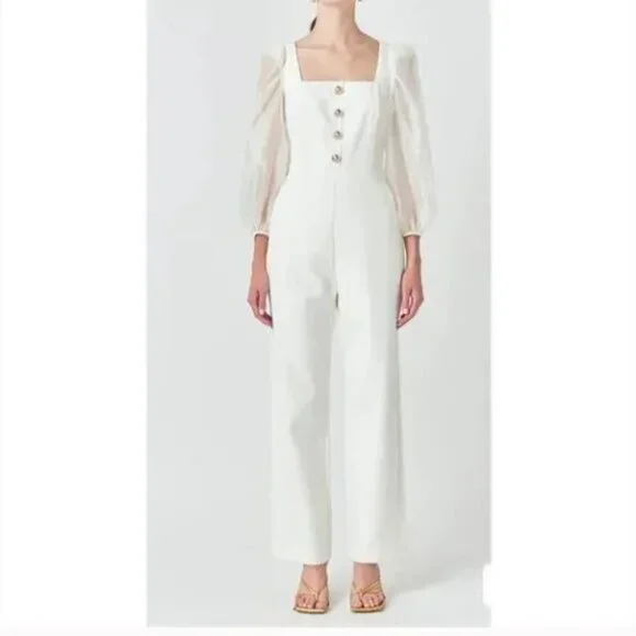 🤍 Endless Rose Organza Sleeve Jumpsuit – Size L | NWOT🤍 - Picture 2 of 13